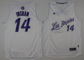 Wholesale Cheap Men\'s Los Angeles Lakers #14 Brandon Ingram adidas White 2016 Christmas Day Stitched NBA Swingman Jersey
