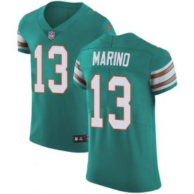 Wholesale Cheap Nike Dolphins #13 Dan Marino Aqua Green Alternate Men\'s Stitched NFL Vapor Untouchable Elite Jersey