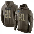 Wholesale Cheap NFL Men's Nike Dallas Cowboys #21 Ezekiel Elliott Stitched Green Olive Salute To Service KO Performance Hoodie