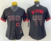 Wholesale Cheap Women's Cincinnati Reds #44 Elly De La Cruz Black 2023 City Connect Cool Base Stitched Baseball Jersey