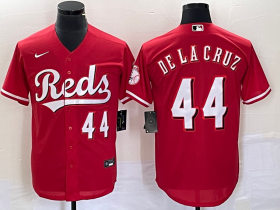 Wholesale Cheap Men\'s Cincinnati Reds #44 Elly De La Cruz Number Red Cool Base Stitched Baseball Jersey 1