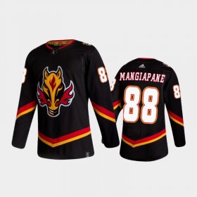 Wholesale Cheap Men\'s Calgary Flames #88 Andrew Mangiapane Reverse Retro 2020-21 Black Authentic Jersey
