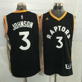 Wholesale Cheap Men\'s Toronto Raptors #3 James Johnson Black With Gold New NBA Rev 30 Swingman Jersey