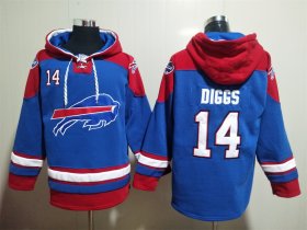 Wholesale Cheap Men\'s Buffalo Bills #14 Stefon Diggs Blue Ageless Must Have Lace Up Pullover Hoodie