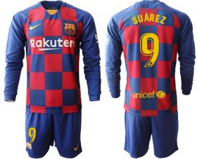 Wholesale Cheap Barcelona #9 Suarez Home Long Sleeves Soccer Club Jersey
