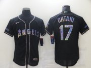 Wholesale Cheap Men Los Angeles Angels 17 Ohtani Black Colorful Edition Elite 2021 Nike MLB Jersey