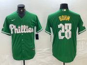 Cheap Men's Philadelphia Phillies #28 Alec Bohm Kelly Green Cool Base Jersey