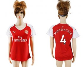 Wholesale Cheap Women\'s Arsenal #4 Mertesacker Home Soccer Club Jersey