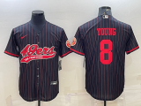Wholesale Cheap Men's San Francisco 49ers #8 Steve Young Black Pinstripe With Patch Cool Base Stitched Baseball Jersey