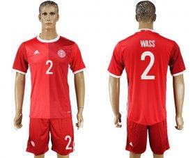 Wholesale Cheap Danmark #2 Wass Red Home Soccer Country Jersey