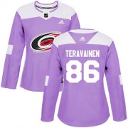 Wholesale Cheap Adidas Hurricanes #86 Teuvo Teravainen Purple Authentic Fights Cancer Women's Stitched NHL Jersey