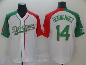 Wholesale Cheap Los Angeles Dodgers Mexico #14 Enrique Hernandez Split Fashion MLB Jersey White