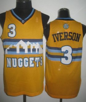 Wholesale Cheap Denver Nuggets #3 Allen Iverson Yellow Swingman Jersey