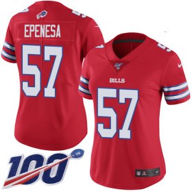 Wholesale Cheap Nike Bills #57 A.J. Epenesas Red Women\'s Stitched NFL Limited Rush 100th Season Jersey