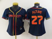 Wholesale Cheap Women's Houston Astros #27 Jose Altuve 2022 Navy Blue City Connect Cool Base Stitched Jersey