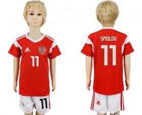 Wholesale Cheap Russia #11 Smolov Home Kid Soccer Country Jersey