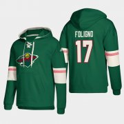 Wholesale Cheap Minnesota Wild #17 Marcus Foligno Green adidas Lace-Up Pullover Hoodie