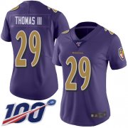 Wholesale Cheap Nike Ravens #29 Earl Thomas III Purple Women's Stitched NFL Limited Rush 100th Season Jersey