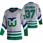 Wholesale Cheap Carolina Hurricanes #37 Andrei Svechnikov Grey Men's Adidas 2020-21 Reverse Retro Alternate NHL Jersey