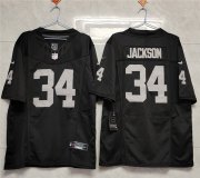 Wholesale Cheap Men's Las Vegas Raiders #34 Bo Jackson Black 2023 F.U.S.E Vapor Untouchable Stitched Football Jersey