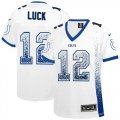 Wholesale Cheap Nike Colts #12 Andrew Luck White Women's Stitched NFL Elite Drift Fashion Jersey