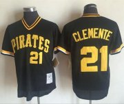 Wholesale Cheap Mitchell and Ness 1982 Pirates #21 Roberto Clemente Stitched Black Throwback MLB Jersey