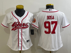 Wholesale Cheap Women\'s San Francisco 49ers #97 Nick Bosa White With Patch Cool Base Stitched Baseball Jersey