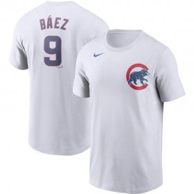 Wholesale Cheap Chicago Cubs #9 Javier Baez Nike Name & Number T-Shirt White