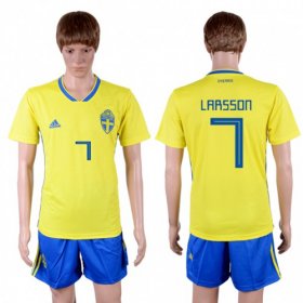 Wholesale Cheap Sweden #7 Larsson Home Soccer Country Jersey