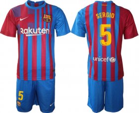 Wholesale Cheap Men 2021-2022 Club Barcelona home blue 5 Nike Soccer Jersey