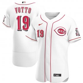 Wholesale Cheap Cincinnati Reds #19 Joey Votto Men\'s Nike White Home 2020 Authentic Player MLB Jersey