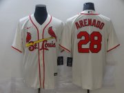 Wholesale Cheap Men's St. Louis Cardinals #28 Nolan Arenado Cream Stitched MLB Cool Base Nike Jersey