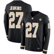 Wholesale Cheap Nike Saints #27 Malcolm Jenkins Black Team Color Men's Stitched NFL Limited Therma Long Sleeve Jersey