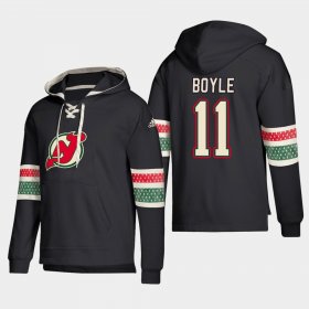 Wholesale Cheap New Jersey Devils #11 Brian Boyle Black adidas Lace-Up Pullover Hoodie