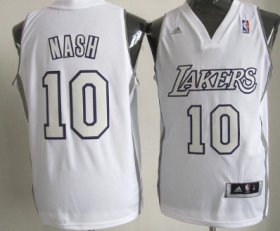 Wholesale Cheap Los Angeles Lakers #10 Steve Nash Revolution 30 Swingman White Big Color Jersey
