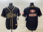 Cheap Mens San Francisco 49ers Black Team Big Logo With Patch Cool Base Stitched Baseball Jersey