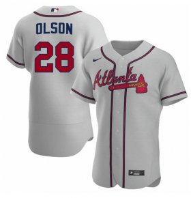 Wholesale Cheap Men\'s Atlanta Braves #28 Matt Olson Gray Flex Base Stitched Baseball Jersey
