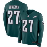 Wholesale Cheap Nike Eagles #27 Malcolm Jenkins Midnight Green Team Color Men's Stitched NFL Limited Therma Long Sleeve Jersey