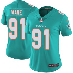 Wholesale Cheap Nike Dolphins #91 Cameron Wake Aqua Green Team Color Women\'s Stitched NFL Vapor Untouchable Limited Jersey
