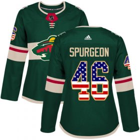 Wholesale Cheap Adidas Wild #46 Jared Spurgeon Green Home Authentic USA Flag Women\'s Stitched NHL Jersey