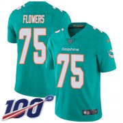 Wholesale Cheap Nike Dolphins #75 Ereck Flowers Aqua Green Team Color Youth Stitched NFL 100th Season Vapor Untouchable Limited Jersey