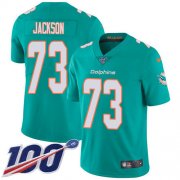 Wholesale Cheap Nike Dolphins #73 Austin Jackson Aqua Green Team Color Men's Stitched NFL 100th Season Vapor Untouchable Limited Jersey