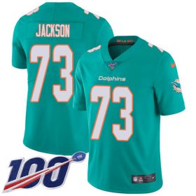 Wholesale Cheap Nike Dolphins #73 Austin Jackson Aqua Green Team Color Men\'s Stitched NFL 100th Season Vapor Untouchable Limited Jersey