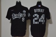 Wholesale Cheap Men's Los Angeles Dodgers #8 #24 Kobe Bryant Black Silver Mamba Stitched MLB Cool Base Nike Jersey