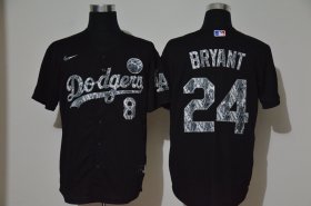Wholesale Cheap Men\'s Los Angeles Dodgers #8 #24 Kobe Bryant Black Silver Mamba Stitched MLB Cool Base Nike Jersey