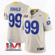 Wholesale Cheap Men's Los Angeles Rams #99 Aaron Donald 2022 Bone Super Bowl LVI Vapor Limited Stitched Jersey