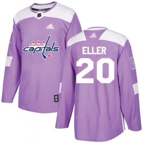 Wholesale Cheap Adidas Capitals #20 Lars Eller Purple Authentic Fights Cancer Stitched NHL Jersey