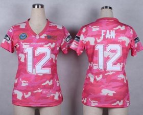 Wholesale Cheap Nike Seahawks #12 Fan Pink Women\'s Stitched NFL Elite Camo Fashion Jersey