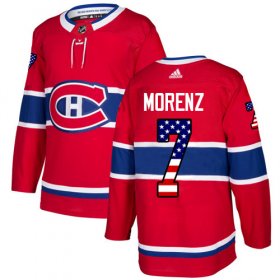 Wholesale Cheap Adidas Canadiens #7 Howie Morenz Red Home Authentic USA Flag Stitched NHL Jersey