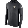 Wholesale Cheap Men's New Orleans Saints Nike Charcoal Stadium Touch Hooded Performance Long Sleeve T-Shirt